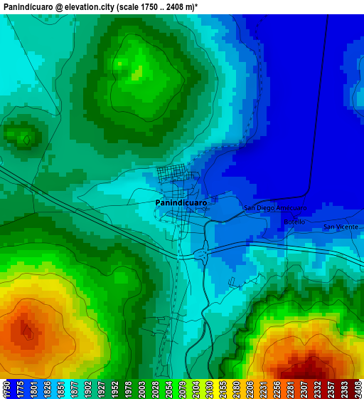 Panindícuaro elevation map