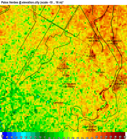 Palos Verdes elevation map