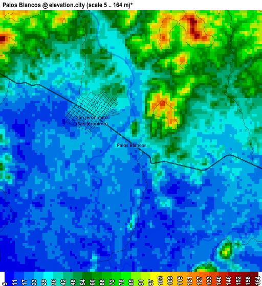 Palos Blancos elevation map