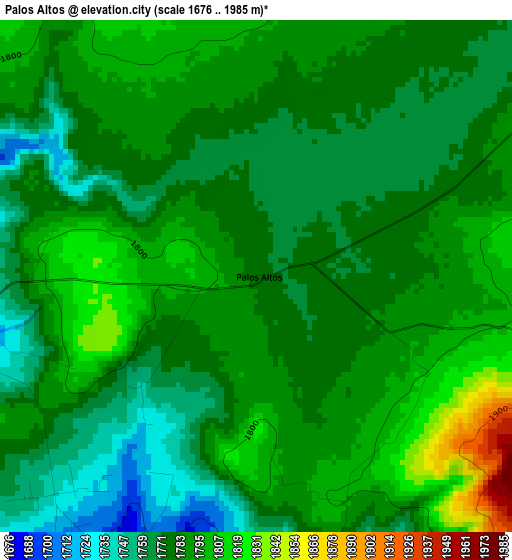 Palos Altos elevation map