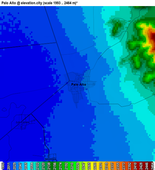 Palo Alto elevation map