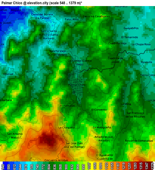 Palmar Chico elevation map