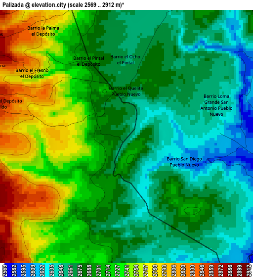 Palizada elevation map