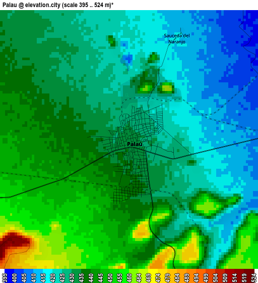 Palau elevation map