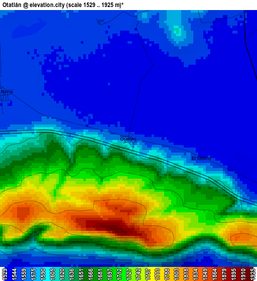 Otatlán elevation map