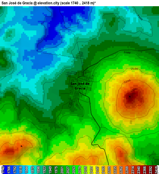 San José de Gracia elevation map