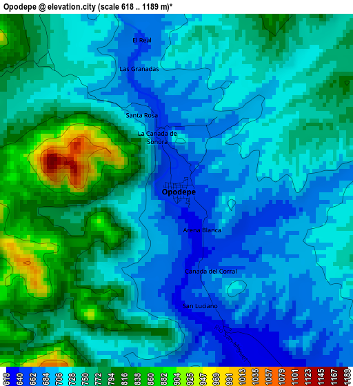 Opodepe elevation map