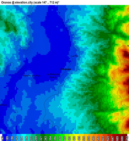 Onavas elevation map