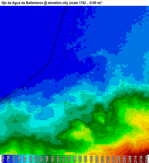 Ojo de Agua de Ballesteros elevation map