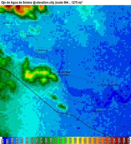 Ojo de Agua de Solano elevation map