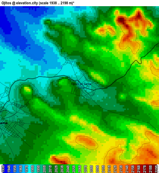 Ojitos elevation map