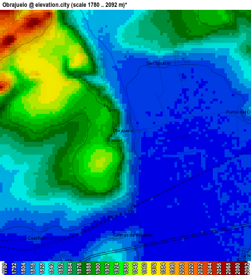 Obrajuelo elevation map