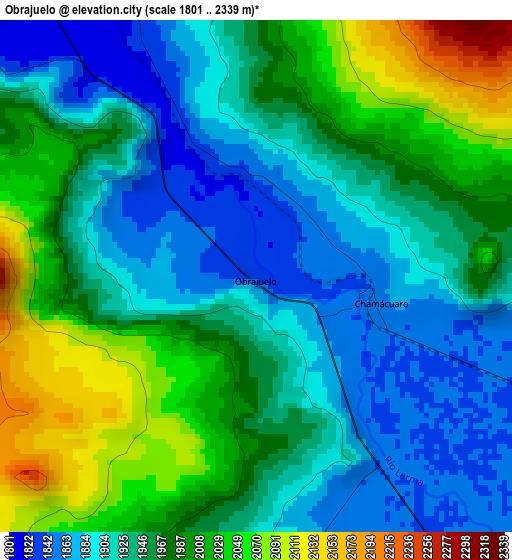 Obrajuelo elevation map