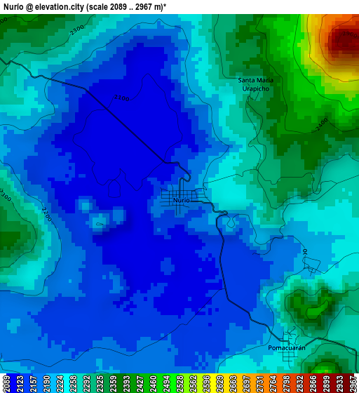 Nurío elevation map