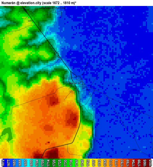 Numarán elevation map