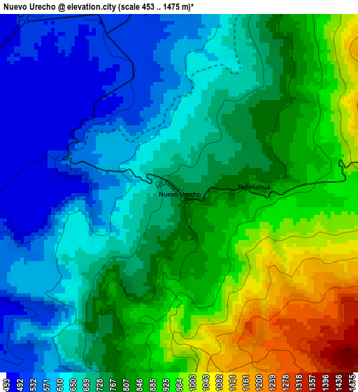 Nuevo Urecho elevation map