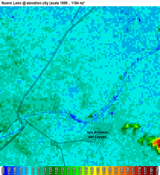 Nuevo León elevation map