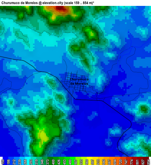 Churumuco de Morelos elevation map