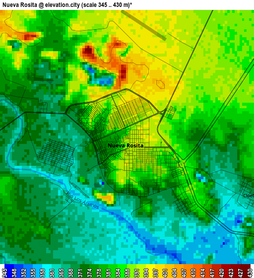 Nueva Rosita elevation map