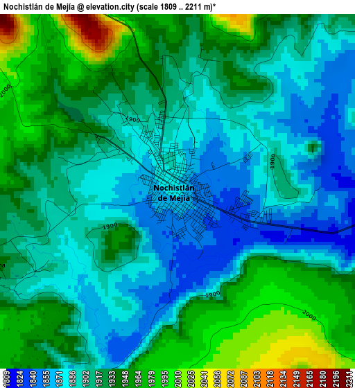 Nochistlán de Mejía elevation map