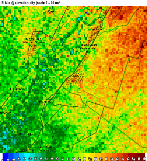 El Nio elevation map