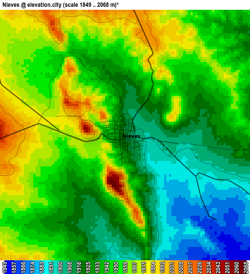 Nieves elevation map