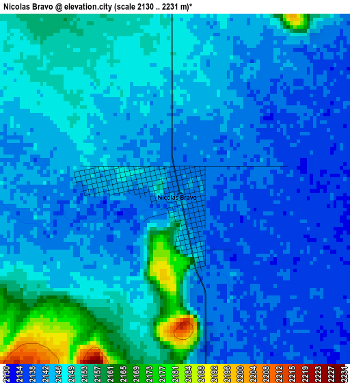 Nicolas Bravo elevation map