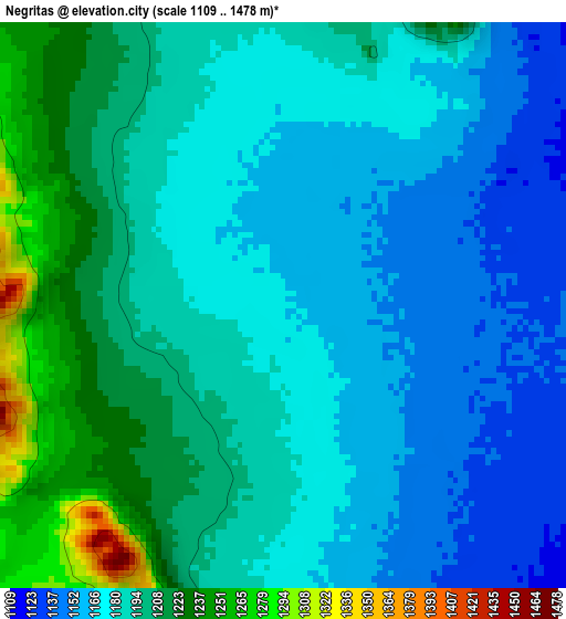 Negritas elevation map