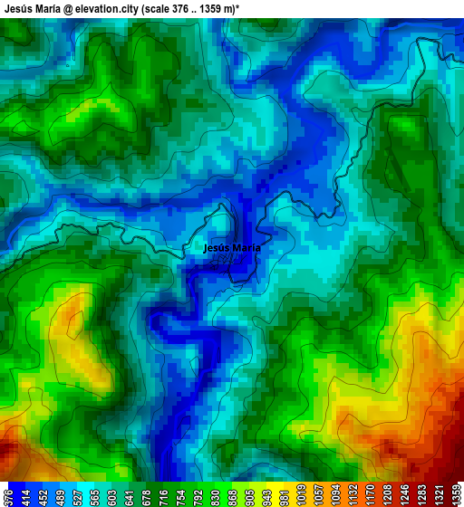 Jesús María elevation map