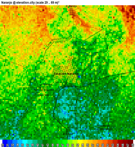 Naranjo elevation map