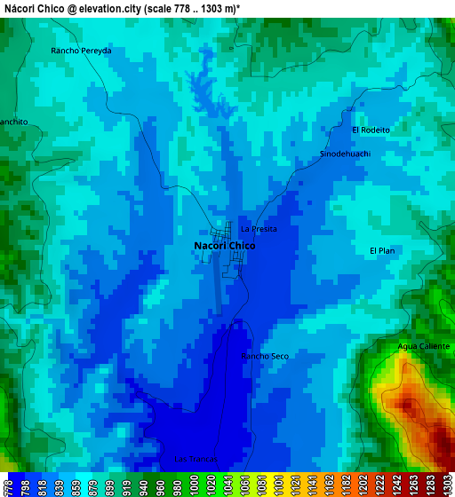 Nácori Chico elevation map