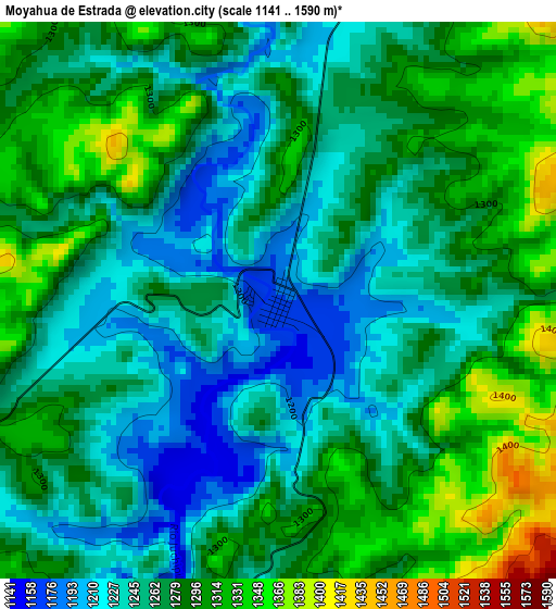 Moyahua de Estrada elevation map