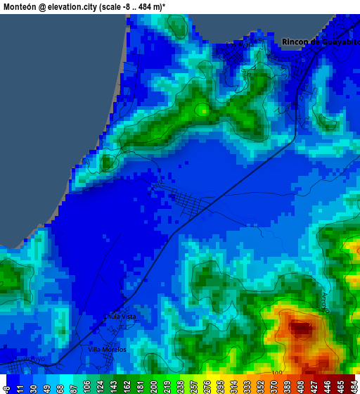 Monteón elevation map