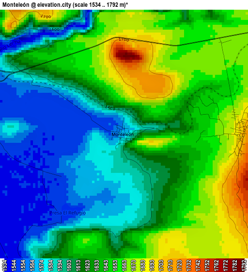 Monteleón elevation map