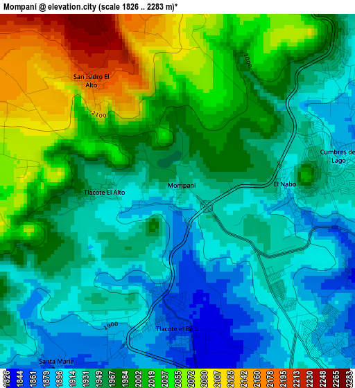 Mompaní elevation map