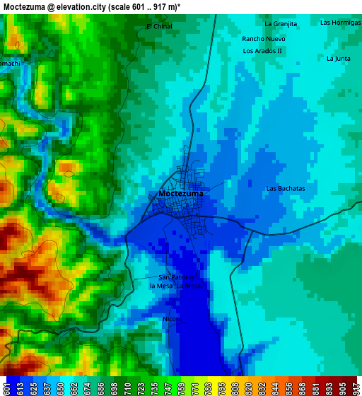 Moctezuma elevation map