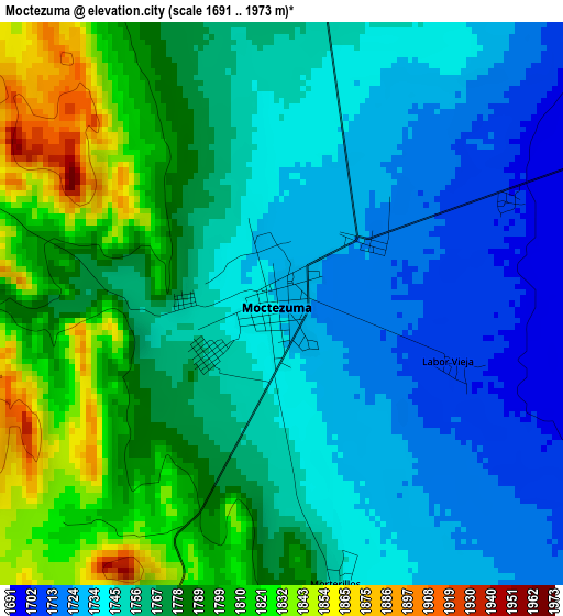 Moctezuma elevation map