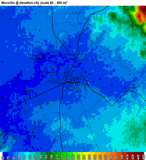 Mocorito elevation map