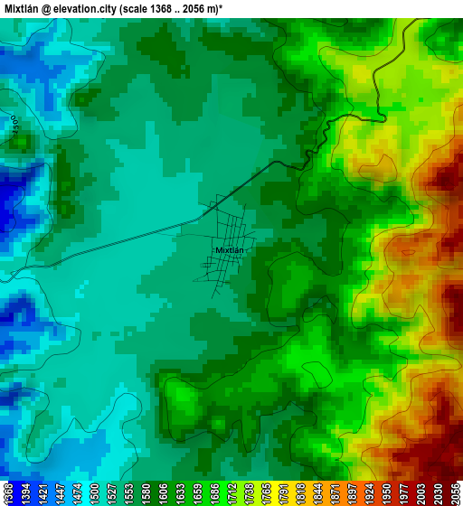 Mixtlán elevation map