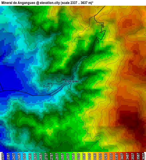 Mineral de Angangueo elevation map