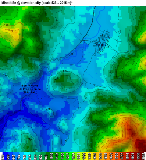 Minatitlán elevation map