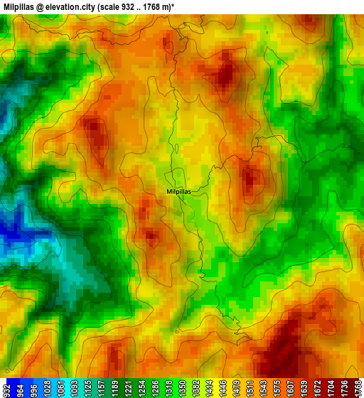 Milpillas elevation map