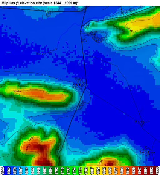 Milpillas elevation map