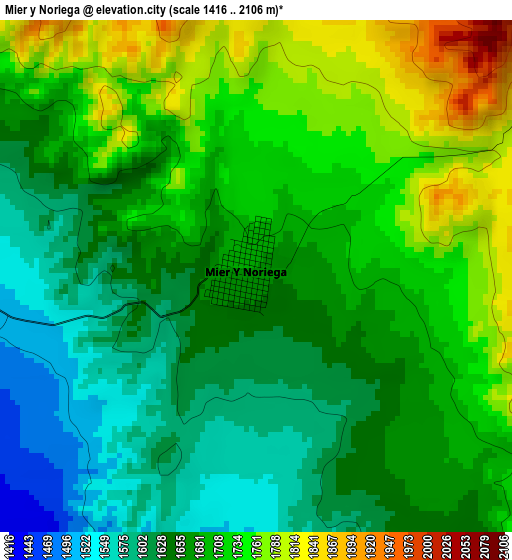 Mier y Noriega elevation map