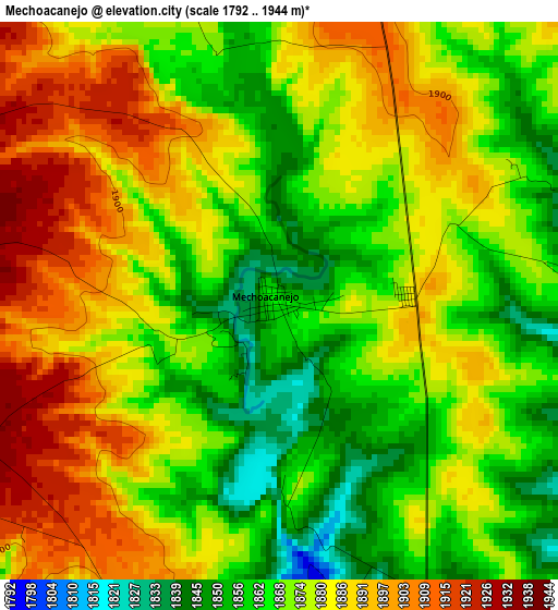 Mechoacanejo elevation map