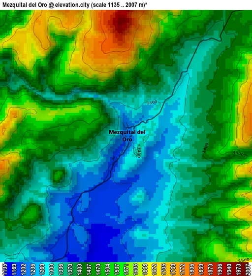 Mezquital del Oro elevation map