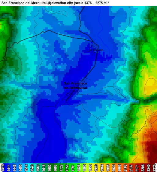 San Francisco del Mezquital elevation map