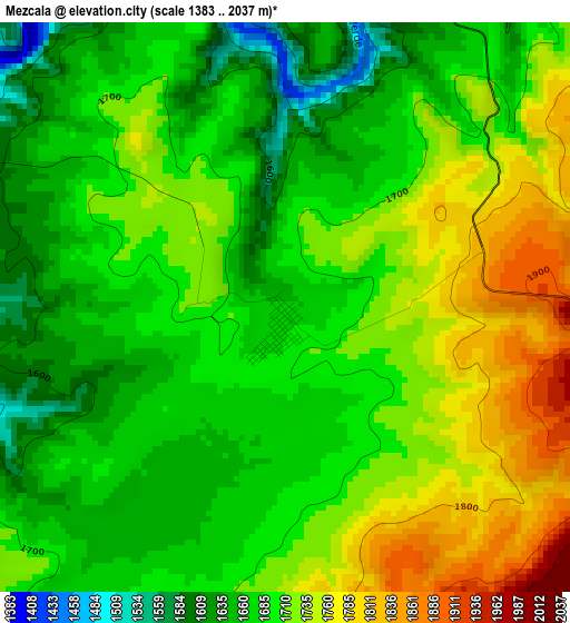 Mezcala elevation map