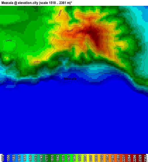 Mezcala elevation map