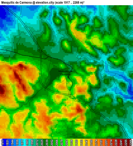 Mexquitic de Carmona elevation map